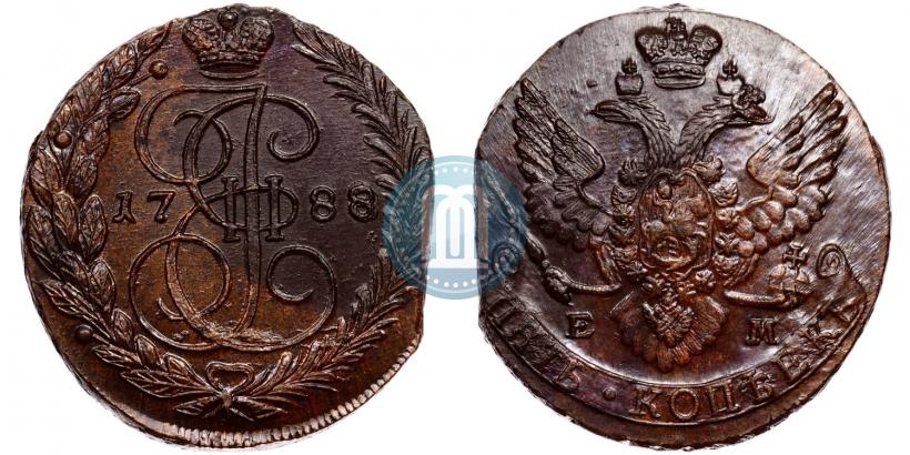 Фото 5 копеек 1788 года ЕМ 
