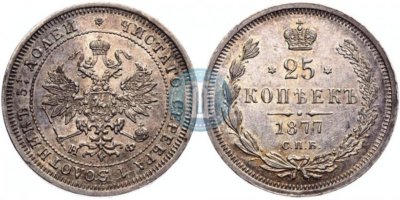 Фото 25 копеек 1877 года СПБ-НФ 