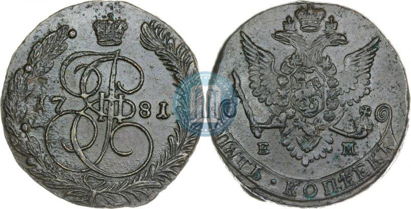 Picture 5 kopecks 1781 year ЕМ 