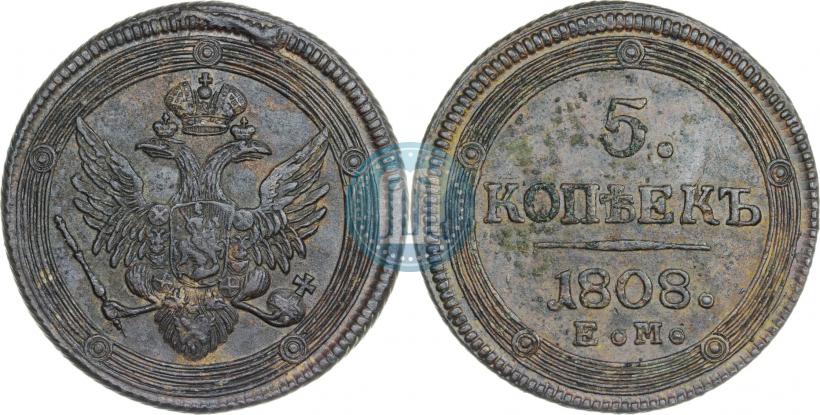 Picture 5 kopecks 1808 year ЕМ 