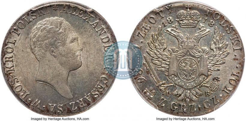 Фото 1 злотый 1818 года IB 