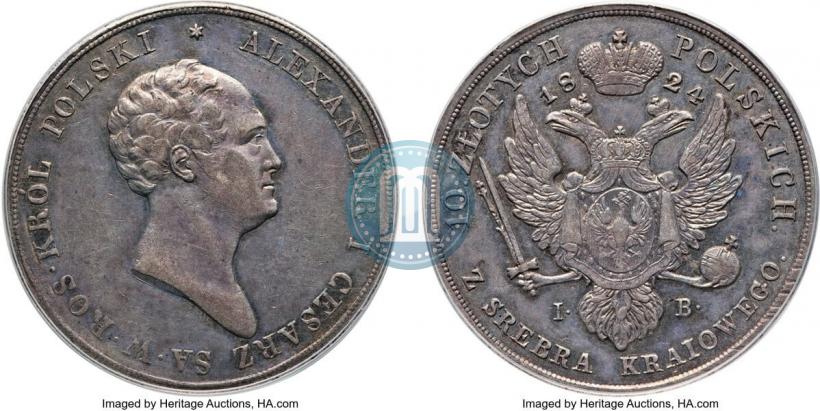 Фото 10 злотых 1824 года IB 