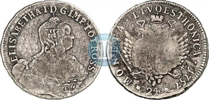 Picture 24 kopecks 1757 year  "For Livonia"