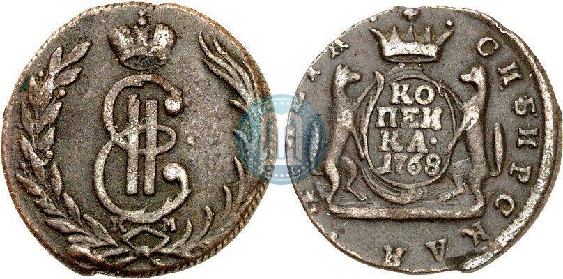 Picture 1 kopeck 1768 year КМ 