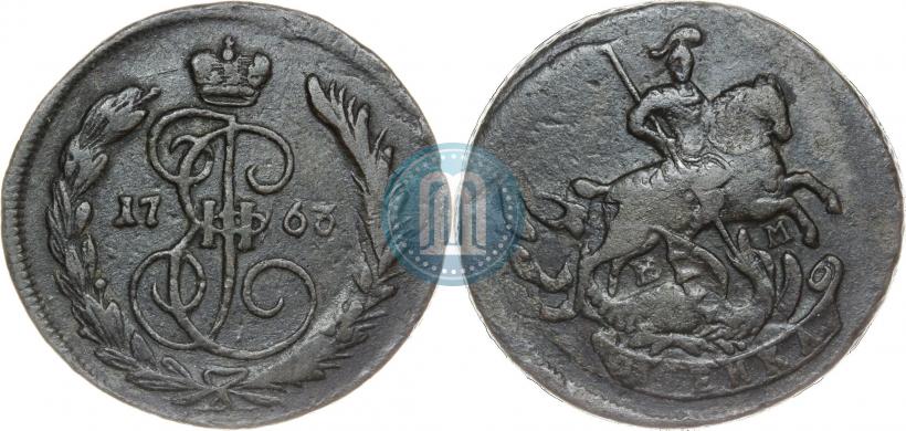 Picture 1 kopeck 1763 year ЕМ 