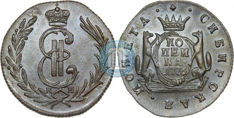 Picture 1 kopeck 1776 year КМ 