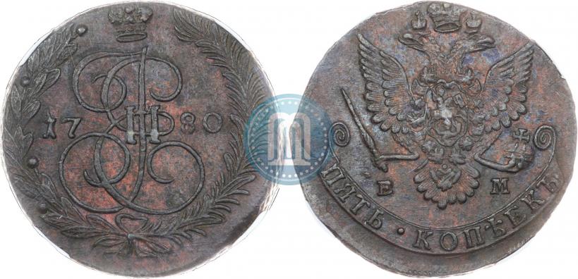 Picture 5 kopecks 1780 year ЕМ 