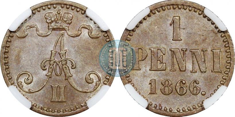 Фото 1 пенни 1866 года  