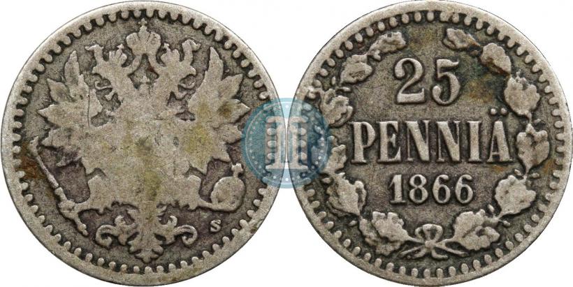Фото 25 пенни 1866 года S 