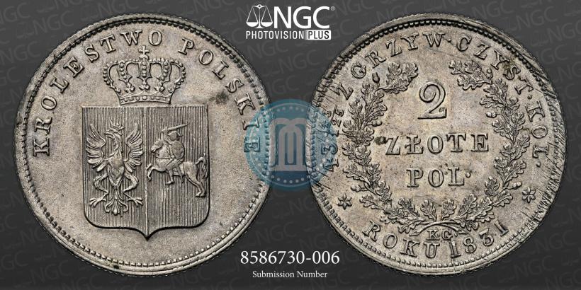 Picture 2 złote 1831 year KG "Polish uprising"