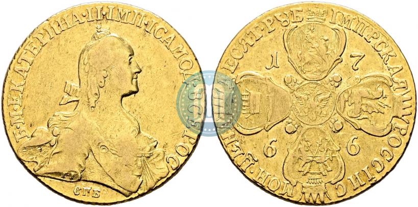 Фото 10 рублей 1766 года СПБ 