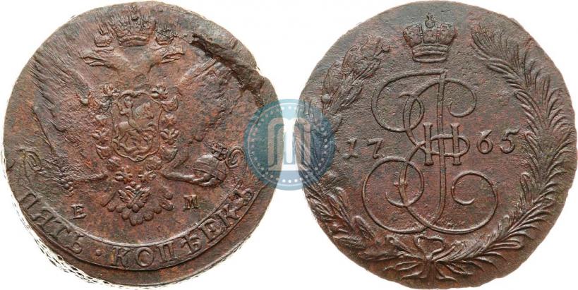 Фото 5 копеек 1765 года ЕМ 