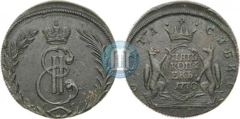 Фото 5 копеек 1770 года КМ 
