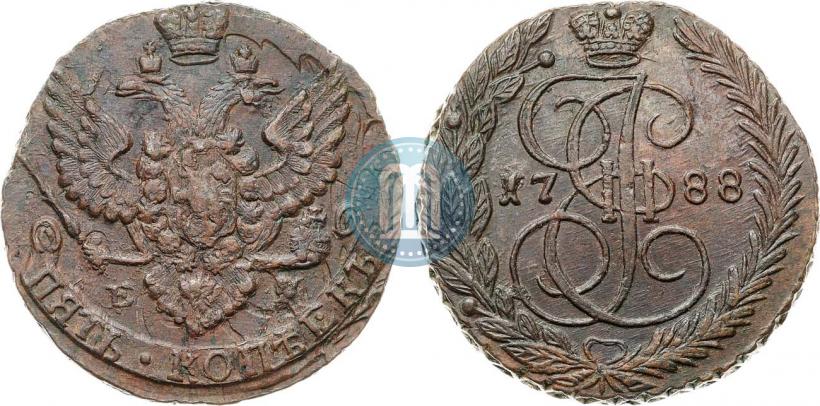 Фото 5 копеек 1788 года ЕМ 