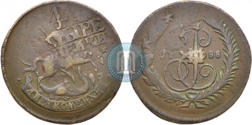Фото 2 копейки 1788 года ММ 