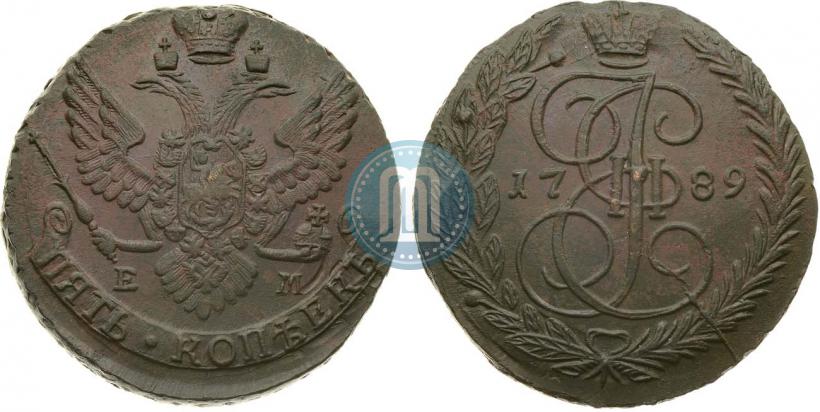 Picture 5 kopecks 1789 year ЕМ 