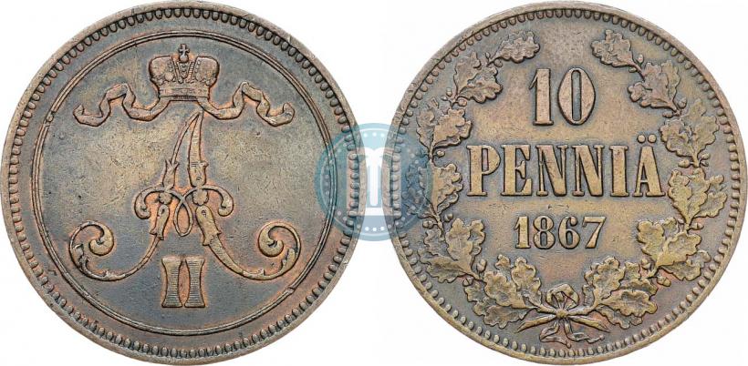 Фото 10 пенни 1867 года  
