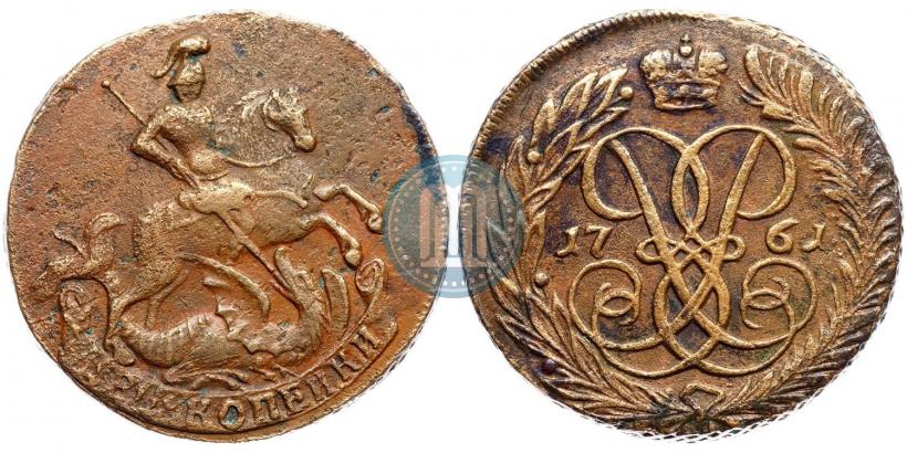 Фото 2 копейки 1761 года  "Номинал под Св. Георгием"