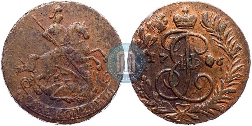 Фото 2 копейки 1766 года ММ 