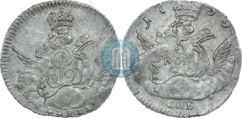 Фото 5 копеек 1755 года СПБ 