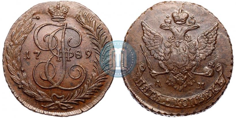 Фото 5 копеек 1789 года АМ 