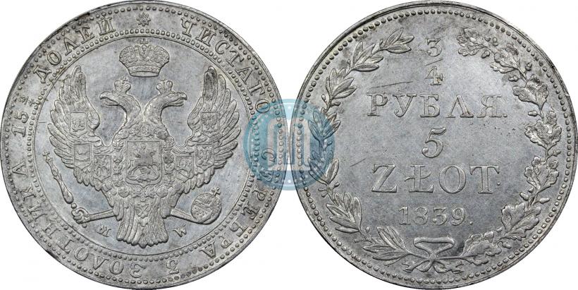 Picture 3/4 roubles - 5 złotych 1839 year MW 