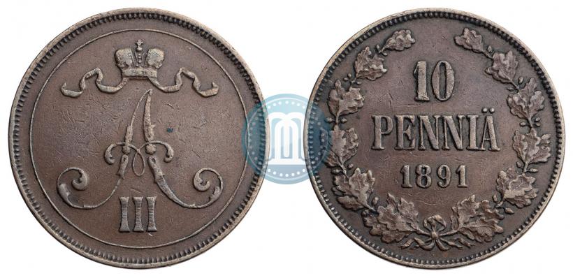 Фото 10 пенни 1891 года  