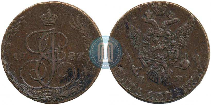 Picture 5 kopecks 1787 year ЕМ 