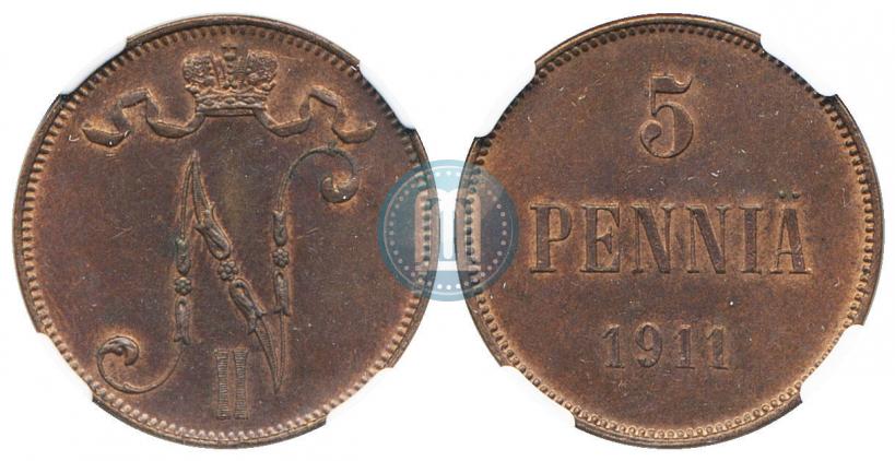 Picture 5 pennia 1911 year  