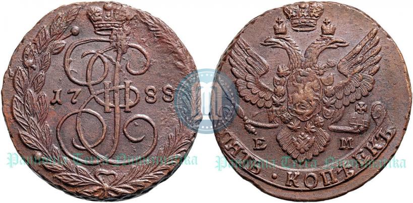 Picture 5 kopecks 1788 year ЕМ 