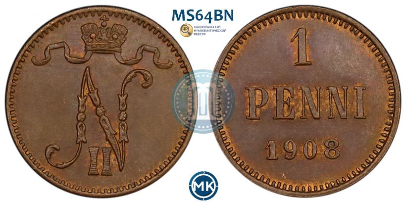 Фото 1 пенни 1908 года  