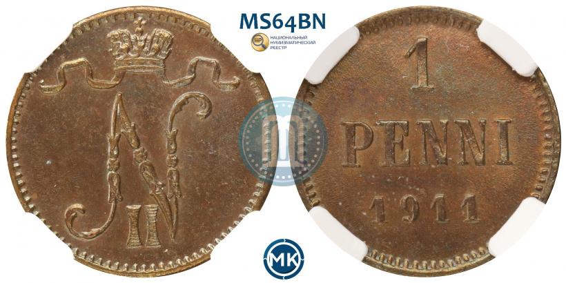 Фото 1 пенни 1911 года  