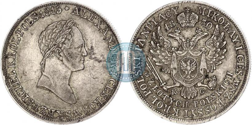 Picture 5 złotych 1830 year KG 
