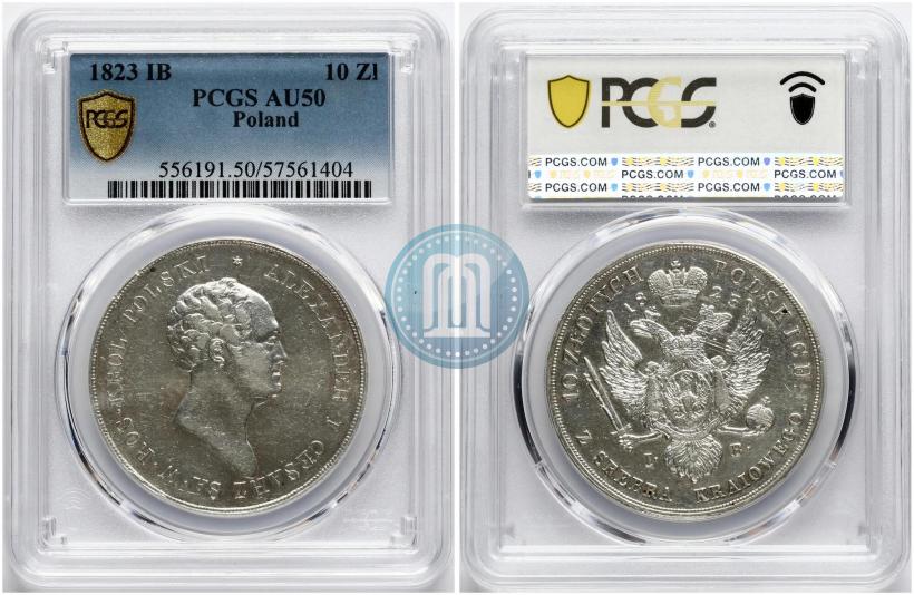 Фото 10 злотых 1823 года IB 