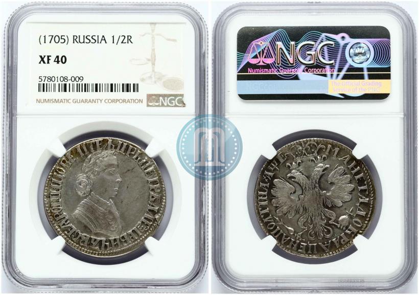 Фото Полтина 1705 года  "Портрет работы Ф. Алексеева"