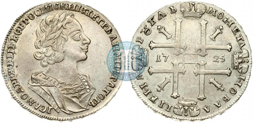 Фото 1 рубль 1725 года  "Портрет в античных доспехах"