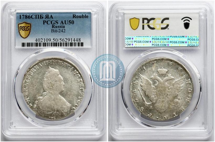 Фото 1 рубль 1786 года СПБ-ЯА 