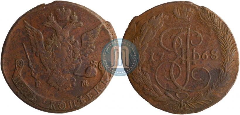 Фото 5 копеек 1768 года ЕМ 