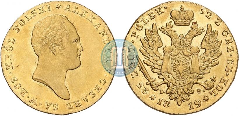 Фото 25 злотых 1819 года IB 