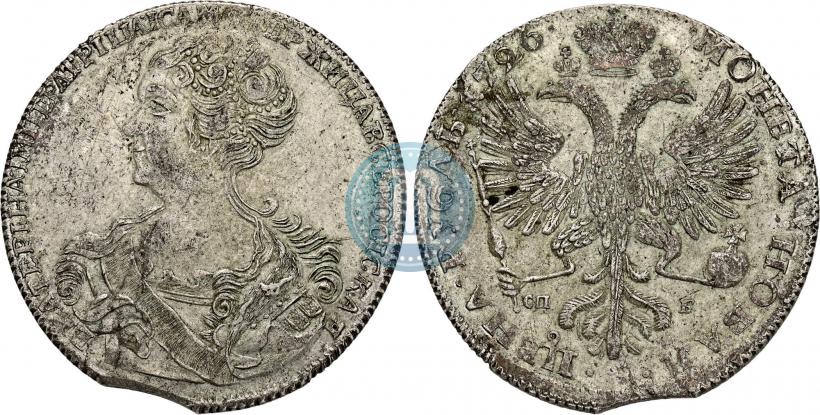 Picture 1 rouble 1726 year СПБ "Petersburg type, portrait turned to the left"