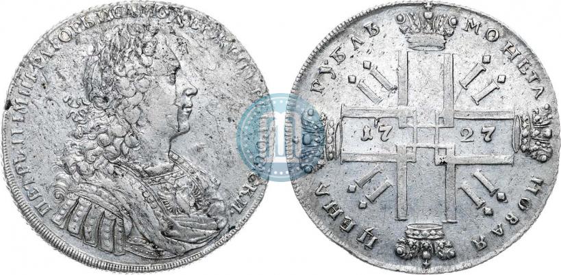 Picture 1 rouble 1727 year  "Monogram on the reverse. Pattern"