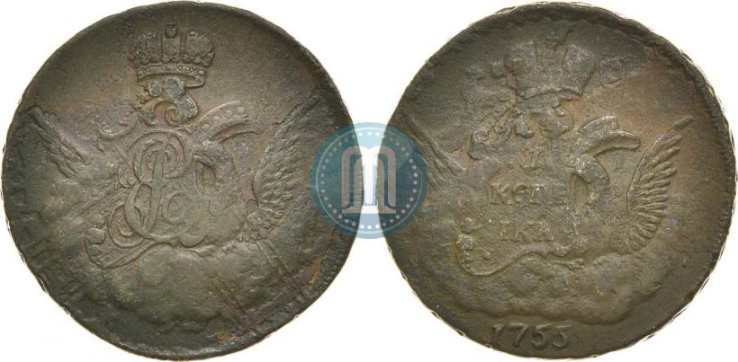Picture 1 kopeck 1755 year  