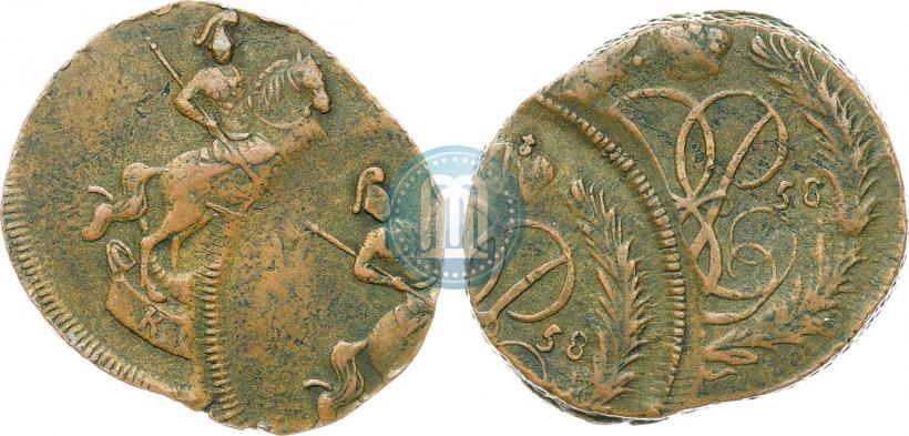 Picture 1 kopeck 1758 year  
