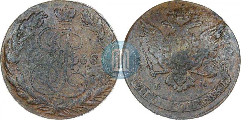 Picture 5 kopecks 1768 year ЕМ 