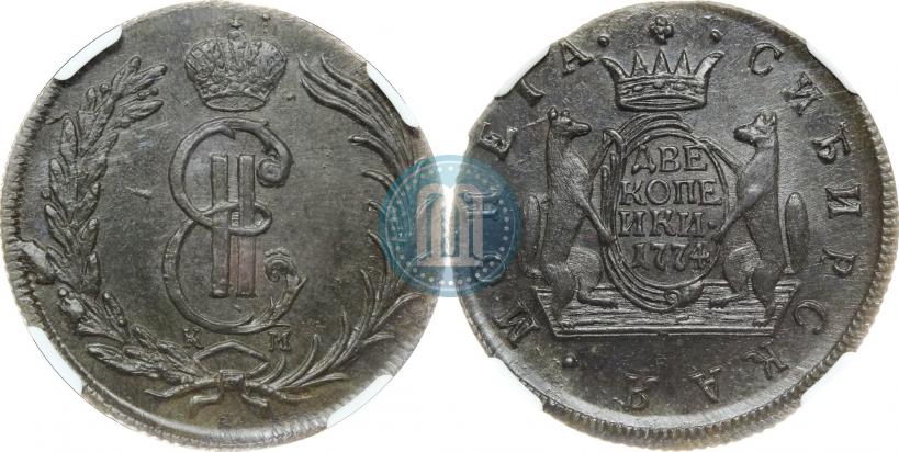 Picture 2 kopecks 1774 year КМ 