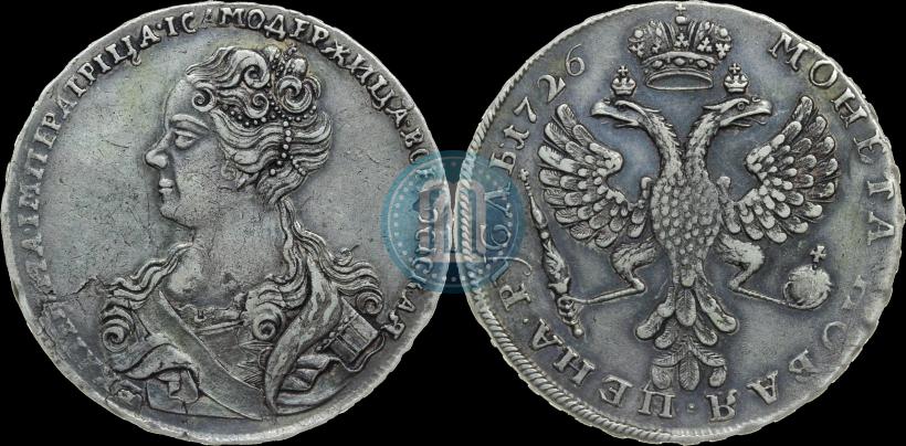 Фото 1 рубль 1726 года  "Московский тип, портрет влево"