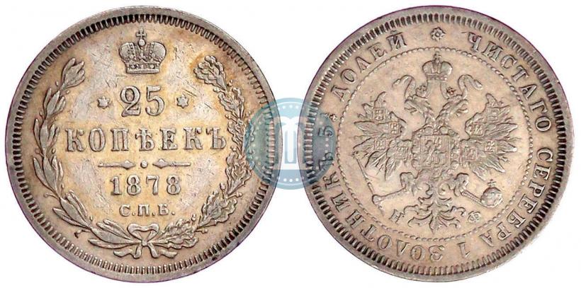 Фото 25 копеек 1878 года СПБ-НФ 