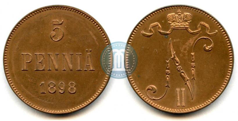 Фото 5 пенни 1898 года  