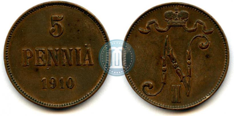 Фото 5 пенни 1910 года  