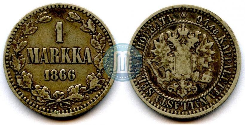 Picture 1 markka 1866 year S 